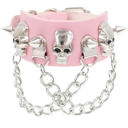 Punk Skull Rivet Tassel Chain Leather Bracelets
