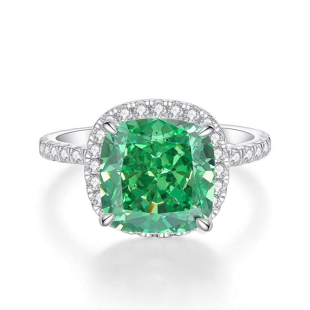 Emerald Female High Carbon Diamond Cut Ice Rings