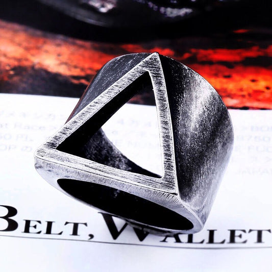 Men's Simple Personality Triangle Hollow Fashion Stainless Rings