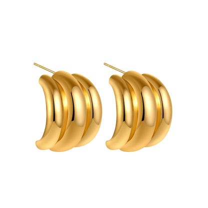 Smooth Arc Claw Ear High Profile Large Earrings