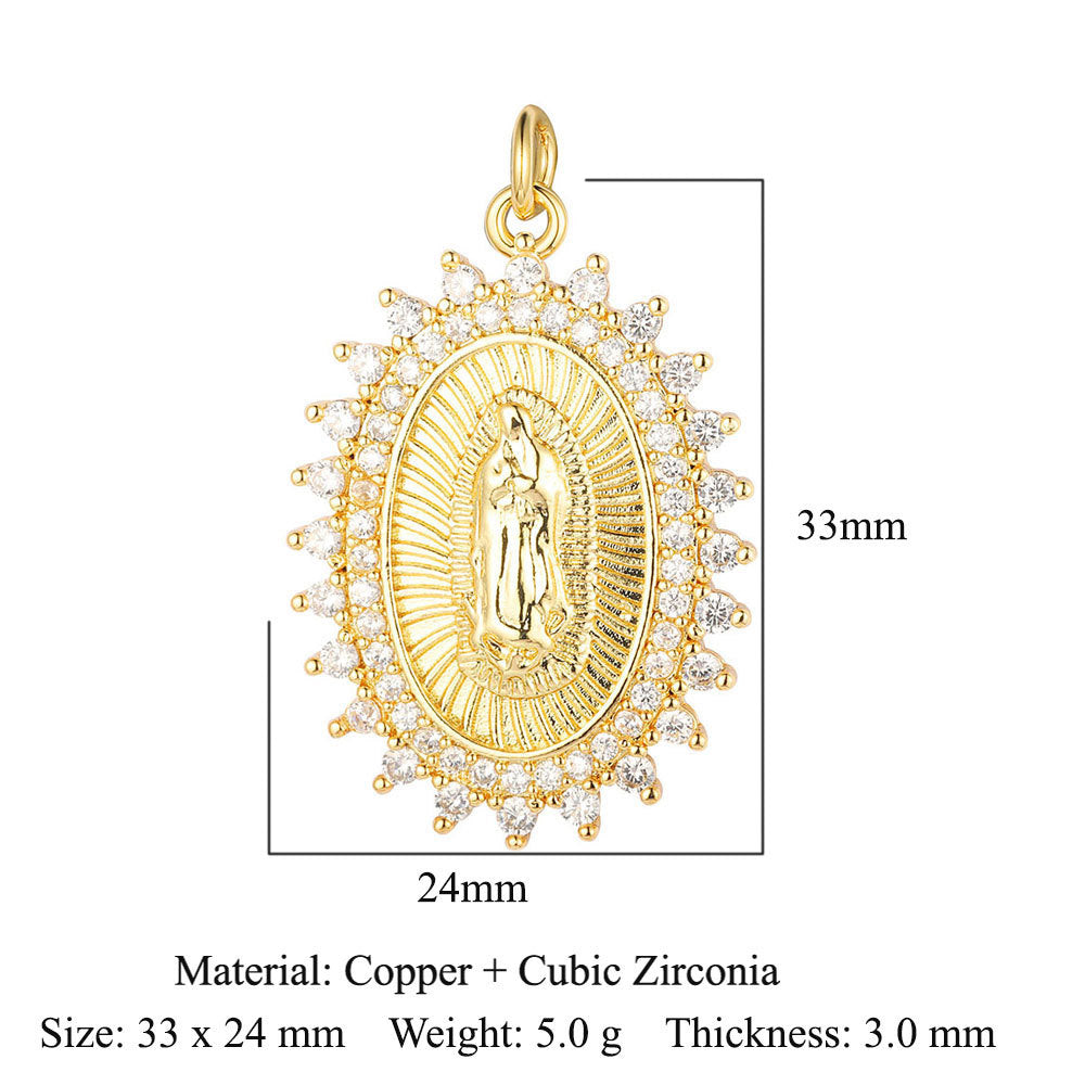 Virgin Angel Copper Zircon Cross Ornament Pendants