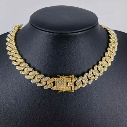 Women's & Men's Diamond-shaped Full Drill Diamond Gold Fashion Necklaces