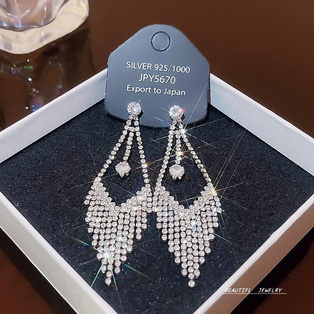 Women's Zircon Tassel High-grade Light Luxury Delicate Earrings