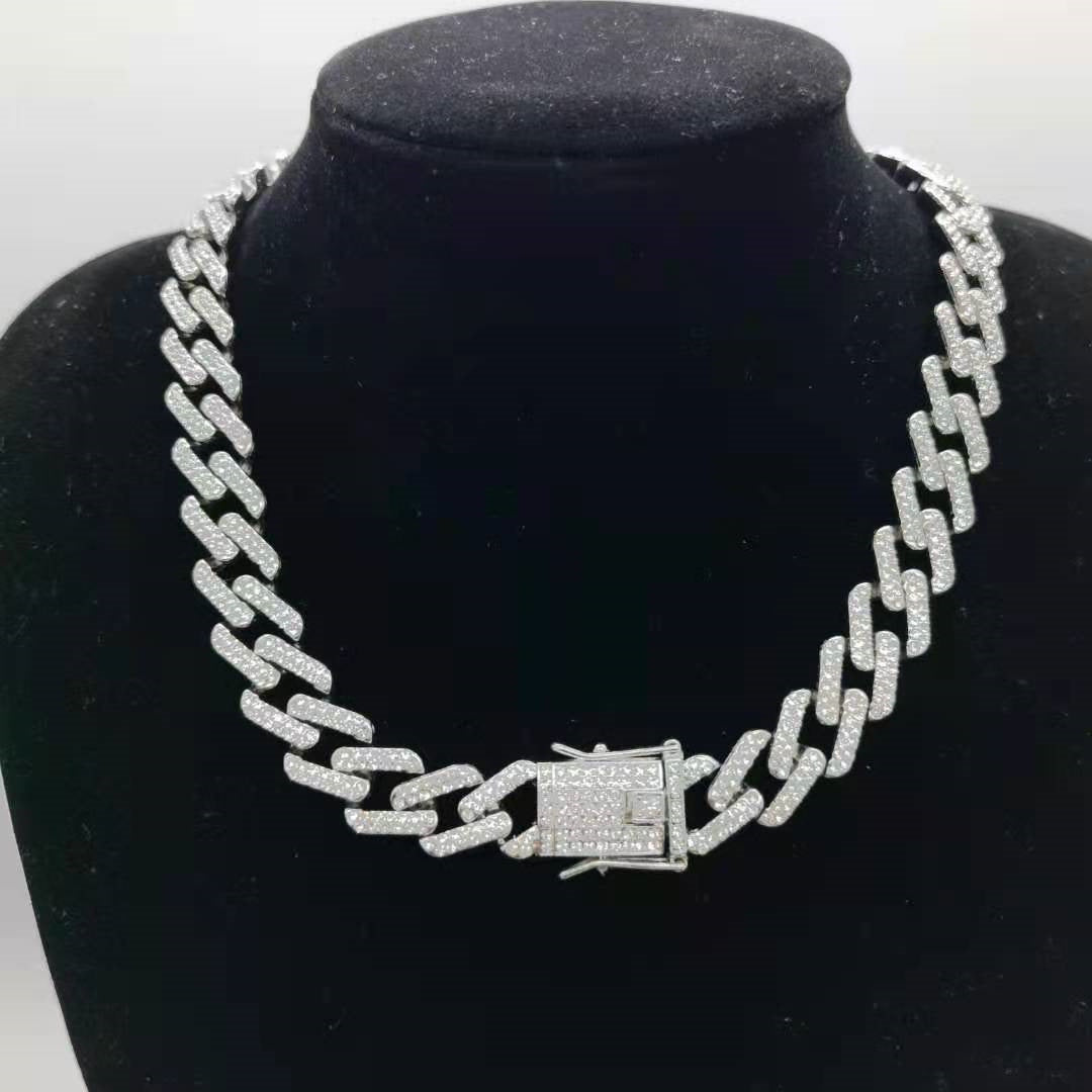 Women's & Men's Hipster Cuban Link Chain Diamond Hand Necklaces