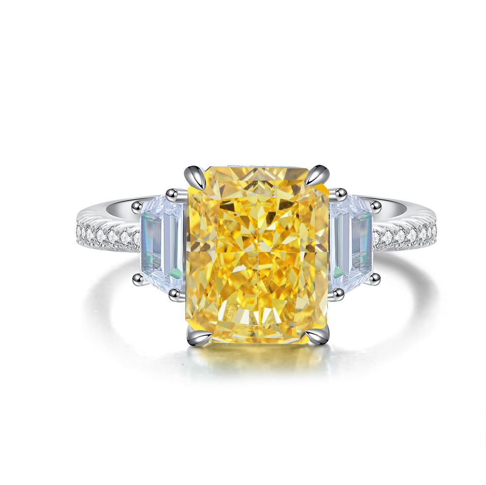 Sterling Sier Yellow Diamond Female Ice Rings