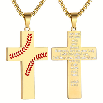 Baseball Boy Cross Stainless Steel Religious Pendants