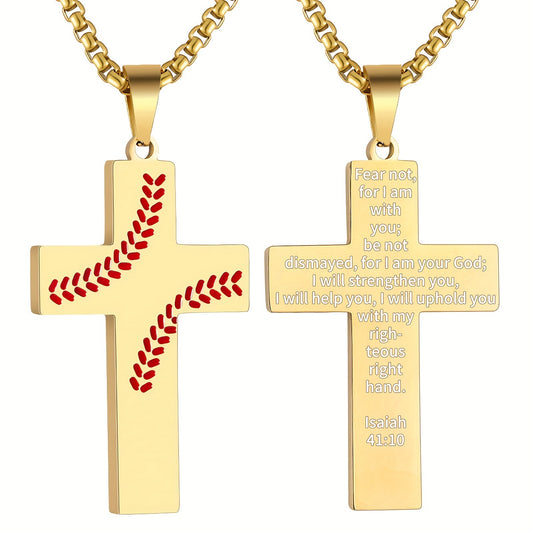 Baseball Boy Cross Stainless Steel Religious Pendants