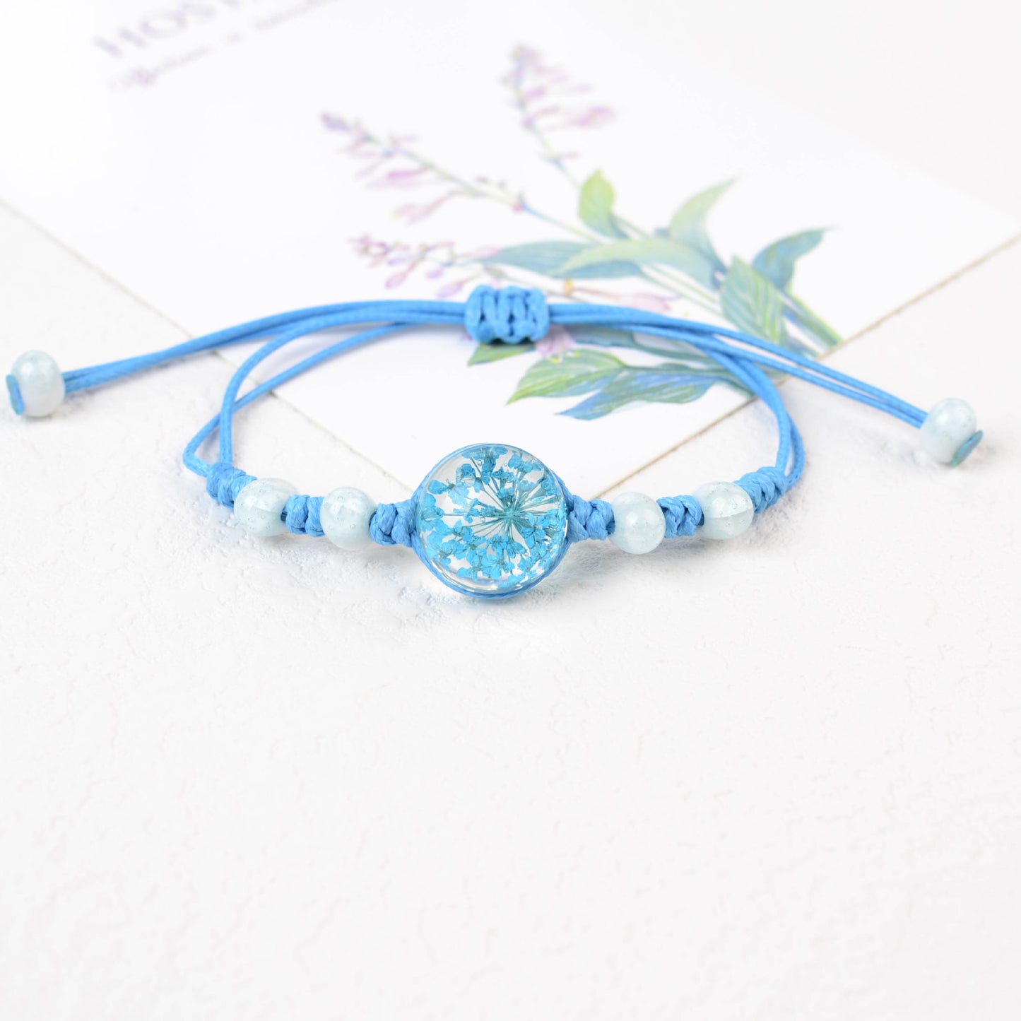 Real Flower Handmade Starry Glass Ball Bracelets