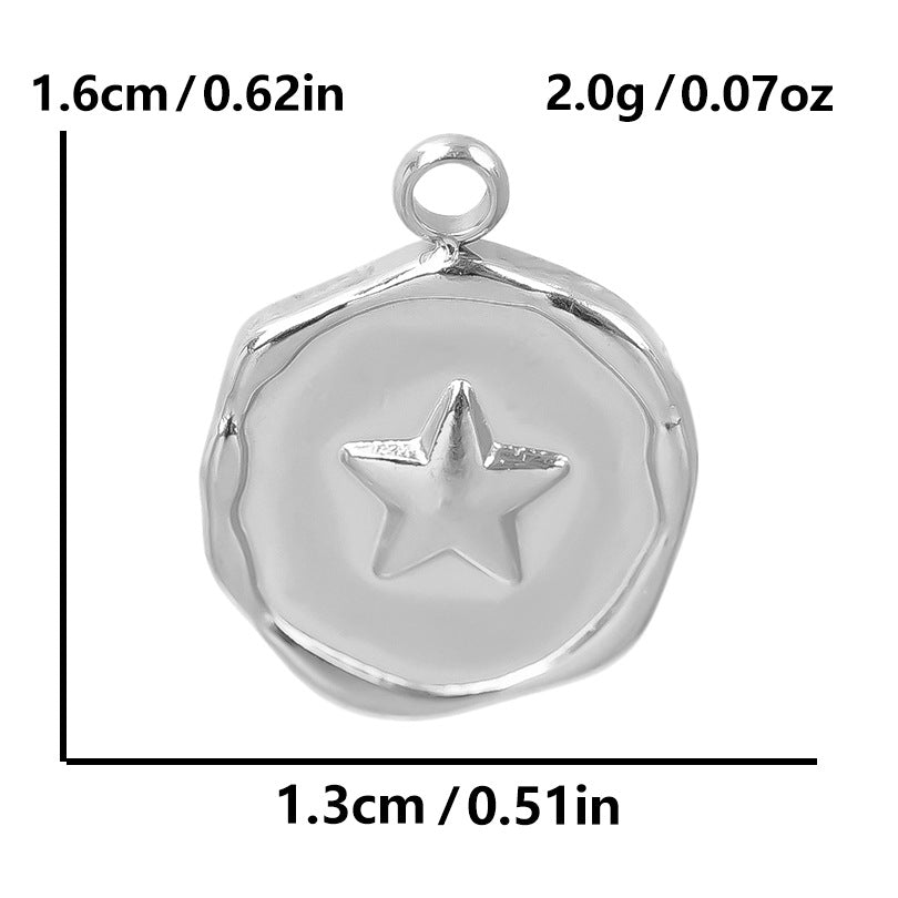 Steel Fashion Irregular Round Titanium Star Moon Love Heart Pendants