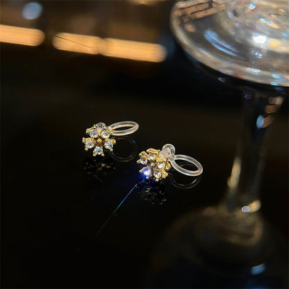 Mini Flowers Zircon Niche Design Small Ear Bone Earrings