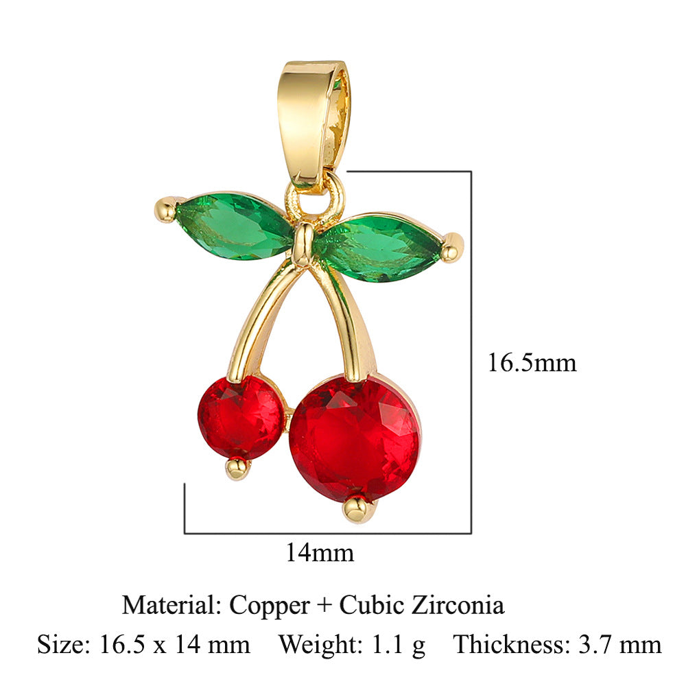 Luxury Color Zirconium Leaves Flower Four-leaf Clover Grape Cherry Necklaces