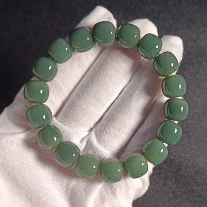 Imitation White Jade Green Bodhi Barrel Beads Bracelets