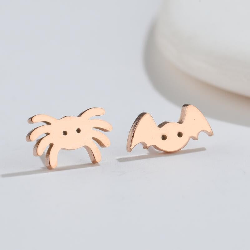 Halloween Bat Stainless Steel Small Animal Earrings