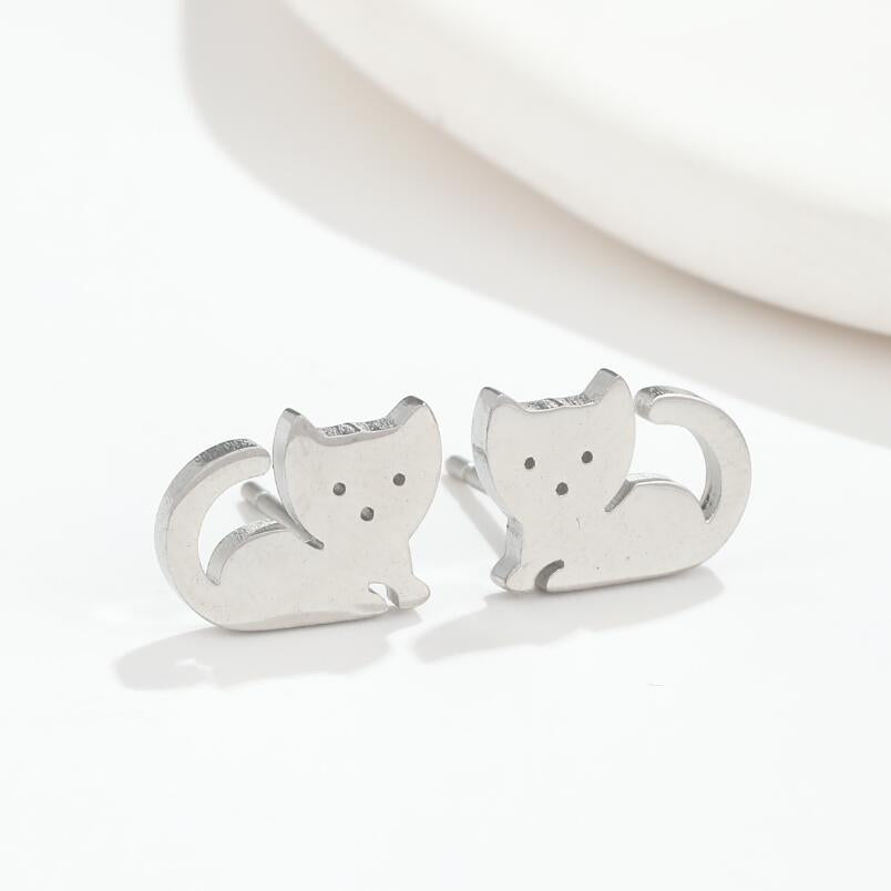 Women's Simple Cute Small Animal Style Design Stainless Earrings