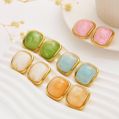 Ear Color Blooming Resin Water Drop Earrings