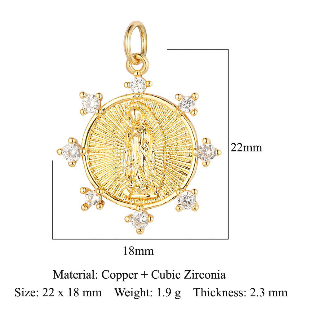 Virgin Angel Copper Zircon Cross Ornament Pendants