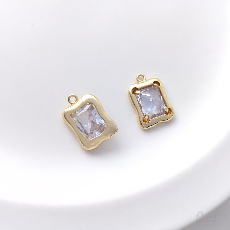 Color Retention Gilded Inlaid Zircon Irregular Rectangular Oval Pendants