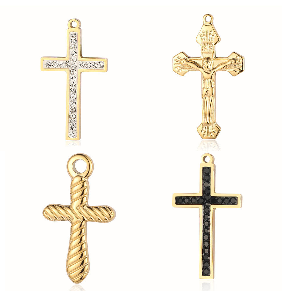 Bead Cross Retro Titanium Steel Angel Pendants