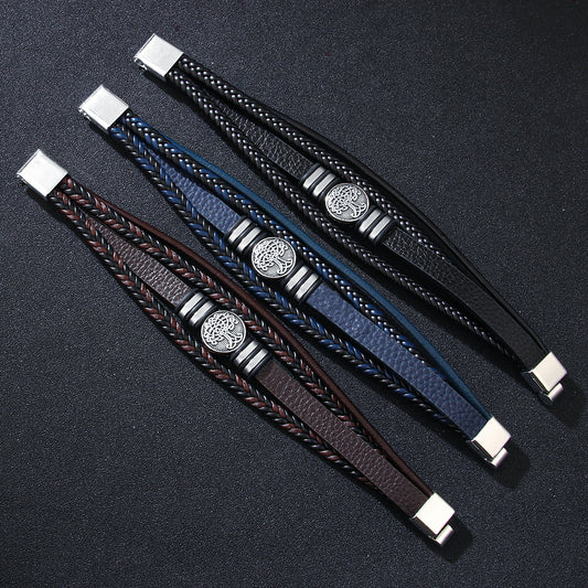 Men's Fashion Personality Woven Leather Ing Tree Bracelets