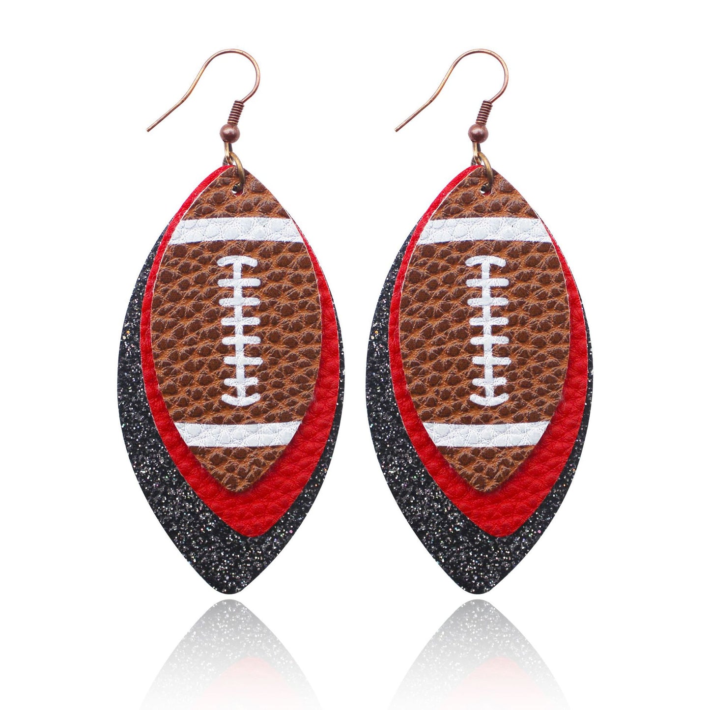 Sports Style Rugby Brown Leopard Print Earrings