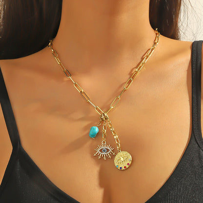 Ornament Eight Awn Star Crystal Love Devil Eye Necklaces