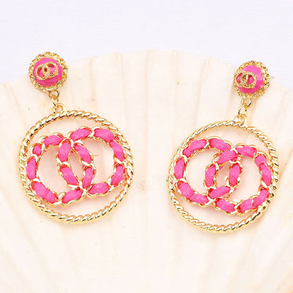 Circle Classic Style Double Long Digital Earrings