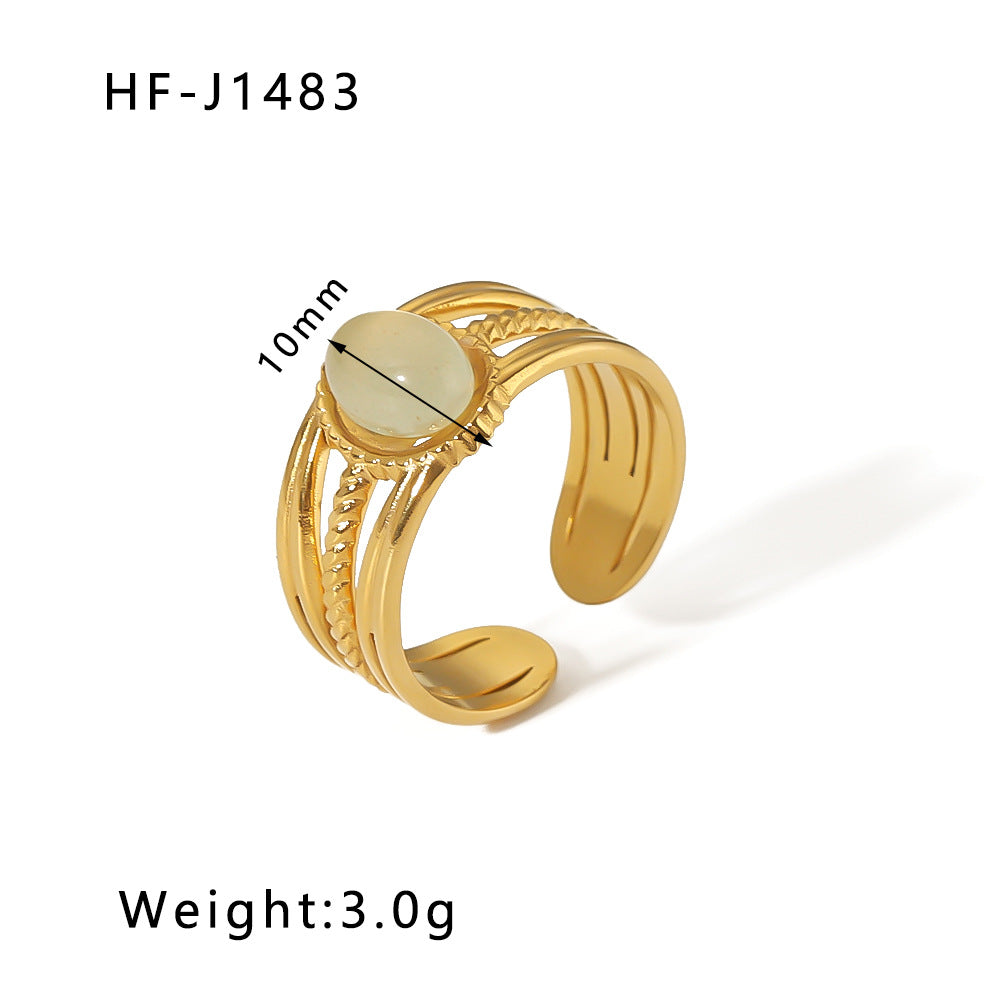 Stone Color Natural Stainless Steel Gold Rings