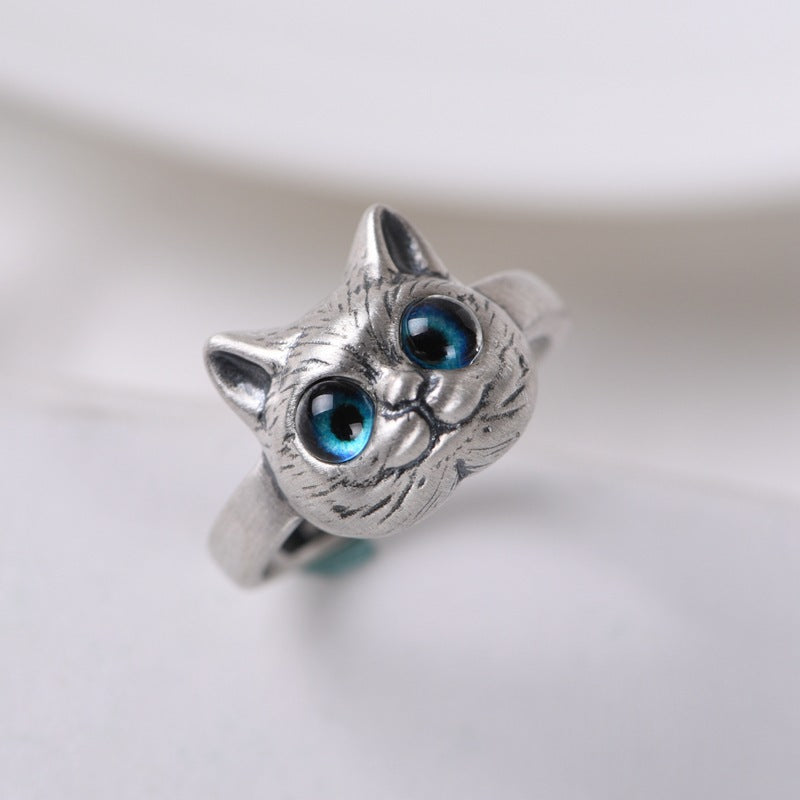 Retro Three-dimensional Cartoon Kitten Female Fashion Rings