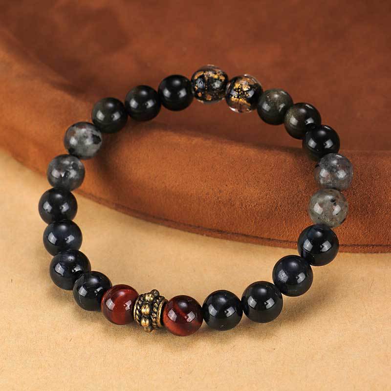 Obsidian Flame Stone Foil Glaze Red Bracelets