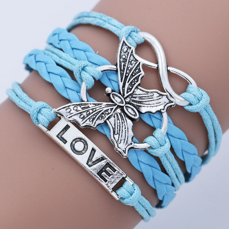 Multicolor Butterfly Word Plate Infinite Accessories Bracelets