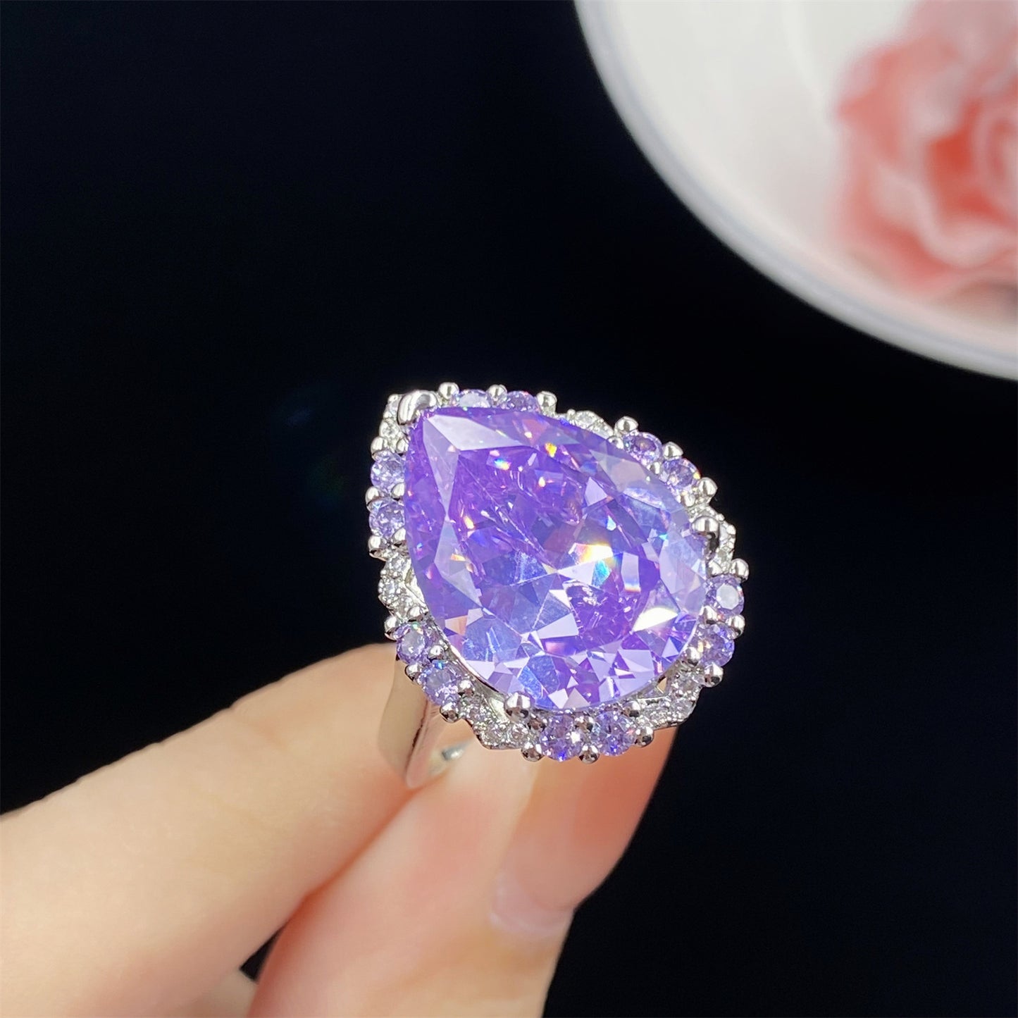 Flash Ice Zircon Simulation Amethyst Full Pendants