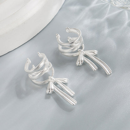 Shaking Bow Ribbon Ear Clip Female Earrings