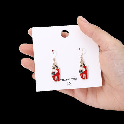 Christmas Tree Elderly Snowflake Crutch Creative Earrings