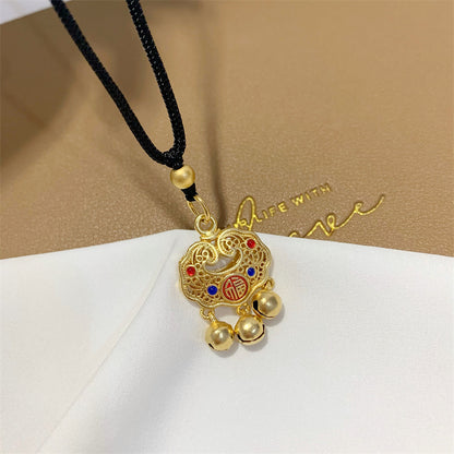 Women's Longevity Lock Vietnam Placer Gold Ancient Necklaces