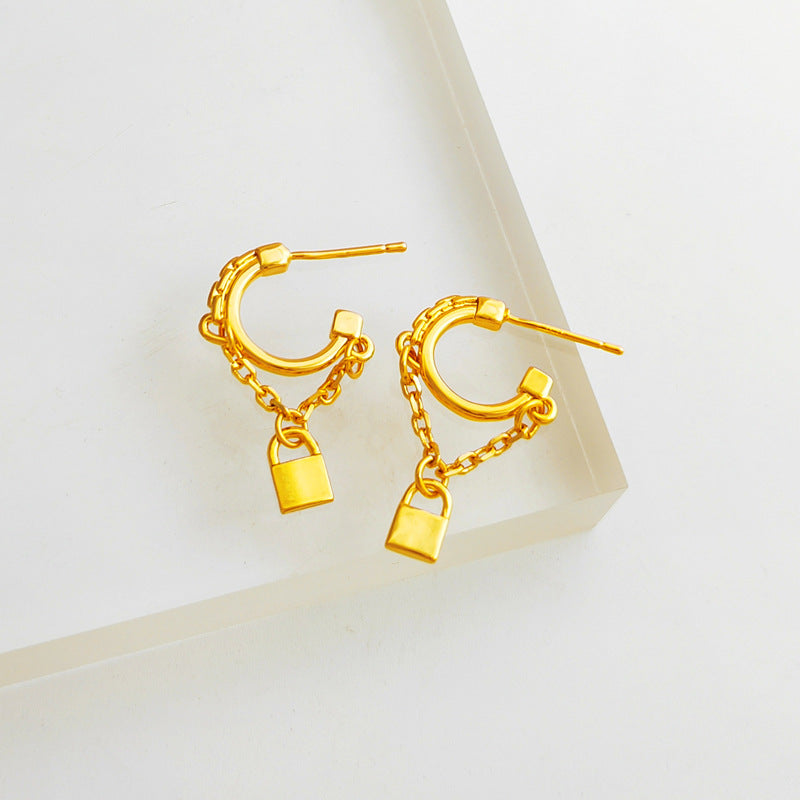 Copper Plated Gold Personalized Simple Metal Earrings