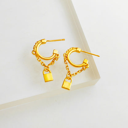 Copper Plated Gold Personalized Simple Metal Earrings