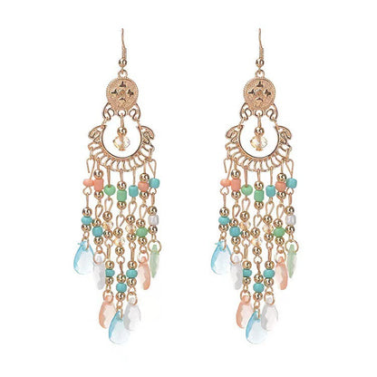 Ethnic Style Long Feather Temperamental Tassels Personality Earrings