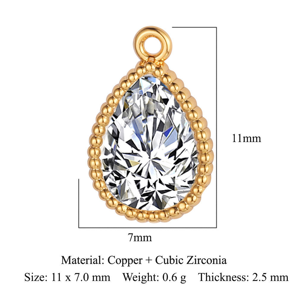 Drop Copper Zircon Square Ornament Accessories Pendants