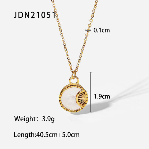 Stainless Steel Eight Awn Star Zircon High-grade Clavicle Necklaces