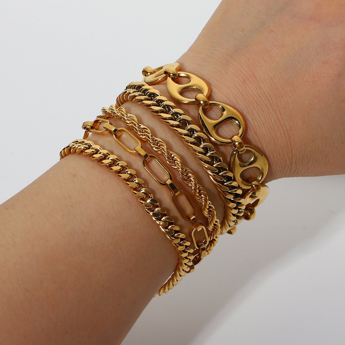 Women's Chain Like Flat Snake Twin Miami Bracelets