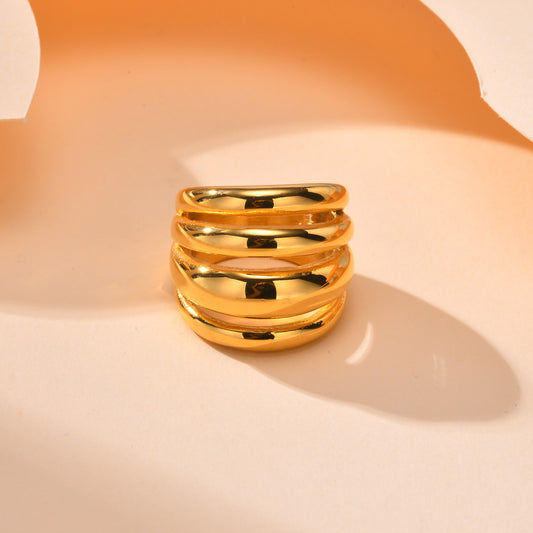 Women's Elegant Stainless Steel Gold French Vintage Style Rings