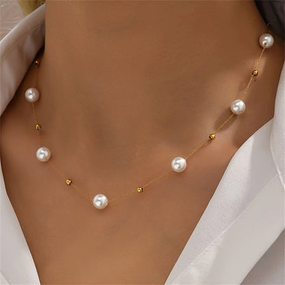 Women's Fashion Y-shaped Pearl Tassel Twin Light Luxury Necklaces