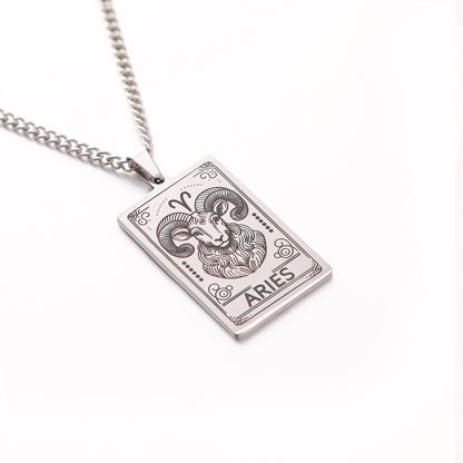 Men's Twee Constellations Logo Dog Tag Vintage Necklaces