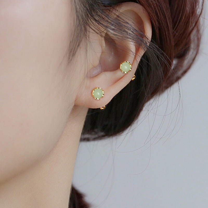 Fashion Jasper Ear Female Sier Jade Rings