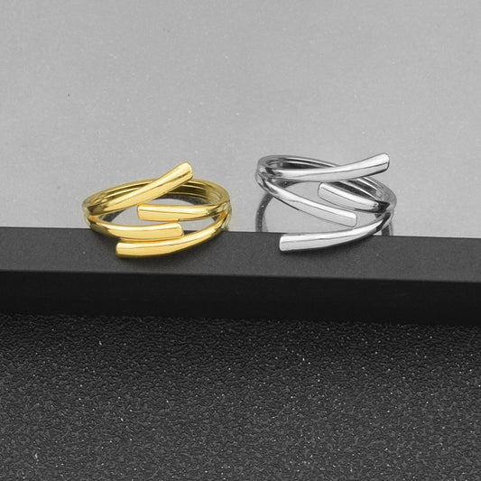 Women's Style Leaf Geometric Hollow Vacuum Gold Branch Rings
