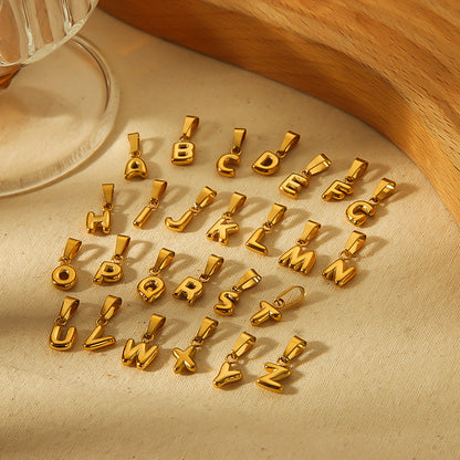 Minority Fashion Mini Bubble Letter Gold Stainless Pendants