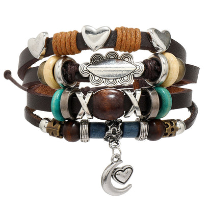 String Beads Feather Turquoise Colored Glaze Bracelets