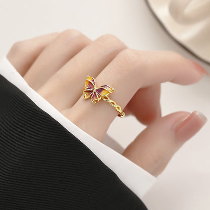 Gradient Color Butterfly Female Fairy Retro Rings