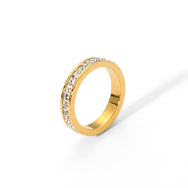 Gold-plated Inlaid Zircon Light Luxury Stainless Rings