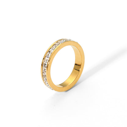 Gold-plated Inlaid Zircon Light Luxury Stainless Rings